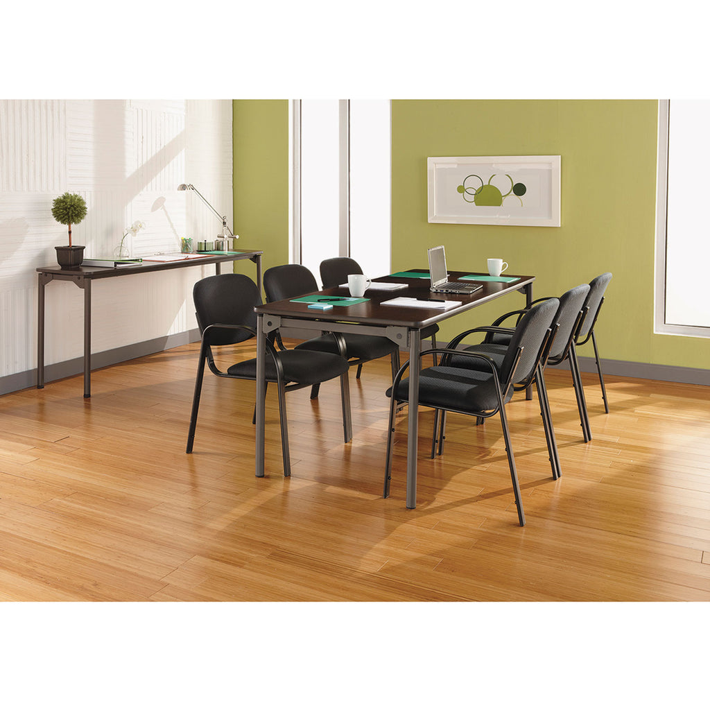 Maxx Legroom Wood Folding Table, Rectangular, 72" x 30" x 29.5", Walnut/Charcoal - 