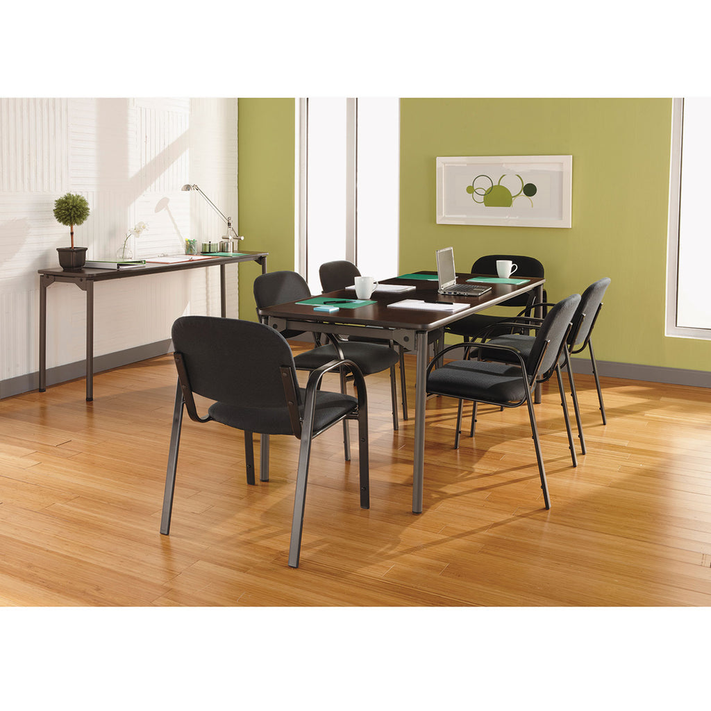Maxx Legroom Wood Folding Table, Rectangular, 72" x 30" x 29.5", Walnut/Charcoal - 