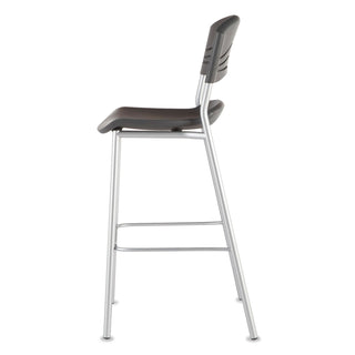 CafeWorks Stool, Supports Up to 225 lb, 30" Seat Height, Graphite Seat, Graphite Back, Silver Base - 