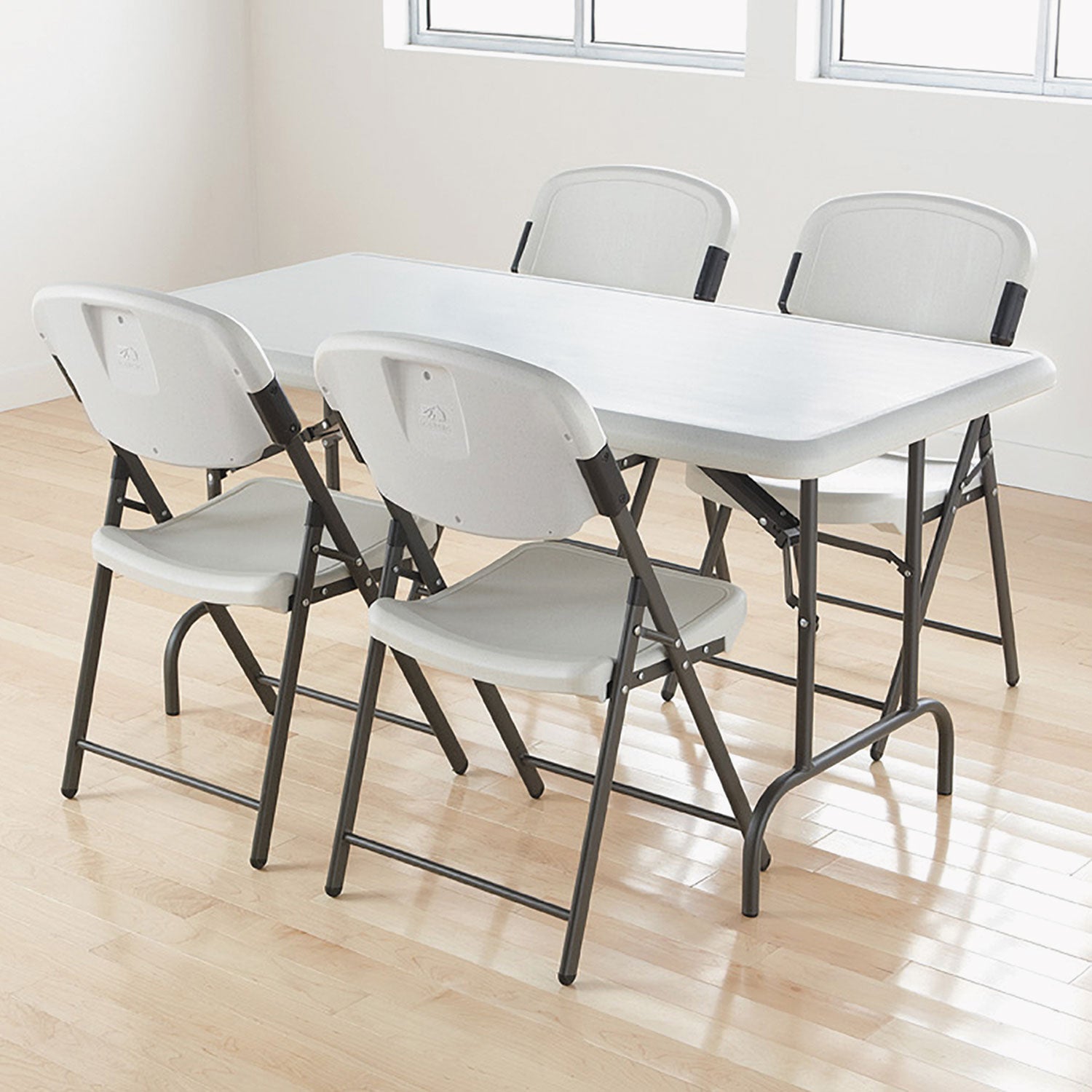 IndestrucTable Industrial Folding Table, Rectangular, 60" x 30" x 29", Platinum - 