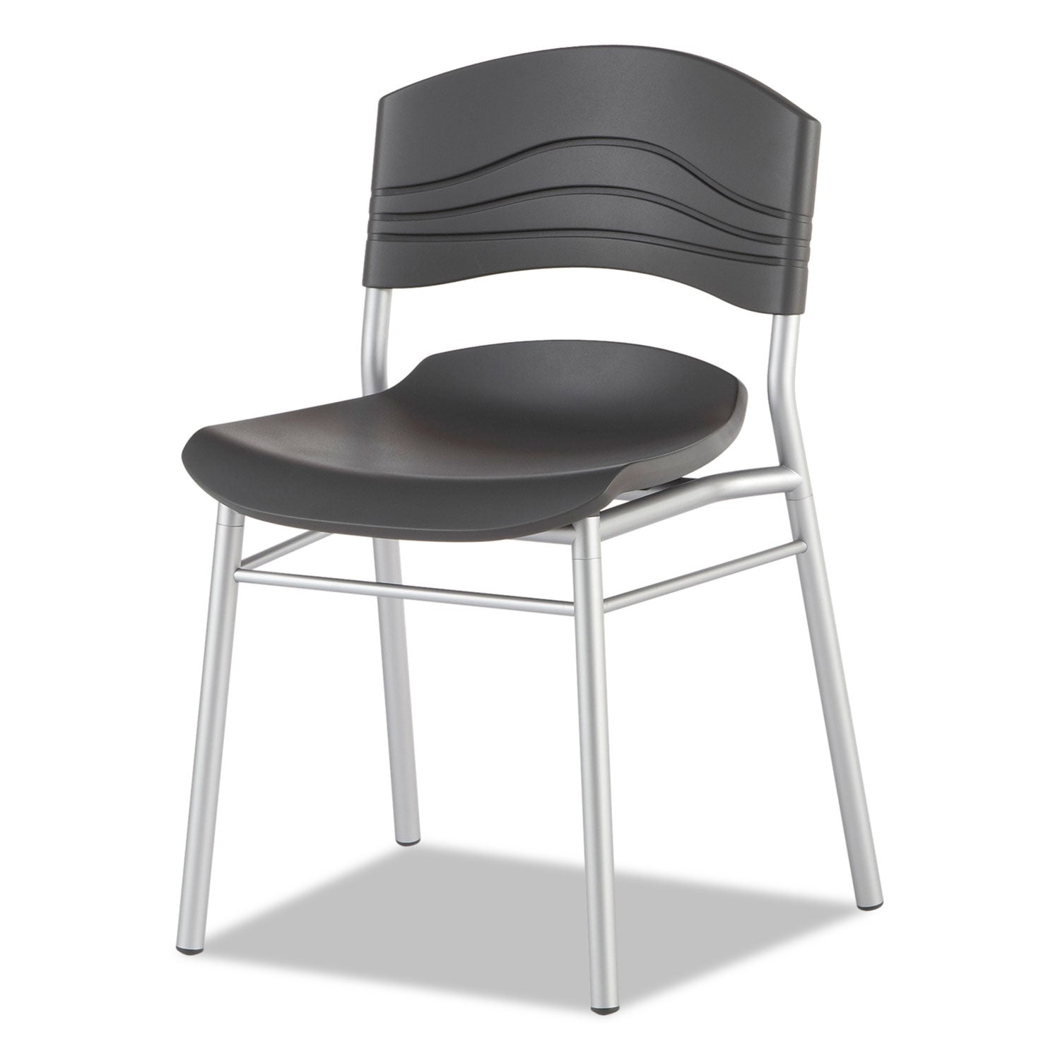 CafeWorks Chair, Supports Up to 225 lb, 18" Seat Height, Graphite Seat/Back, Silver Base, 2/Carton - 