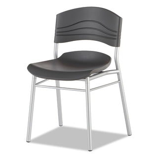 CafeWorks Chair, Supports Up to 225 lb, 18" Seat Height, Graphite Seat/Back, Silver Base, 2/Carton - 