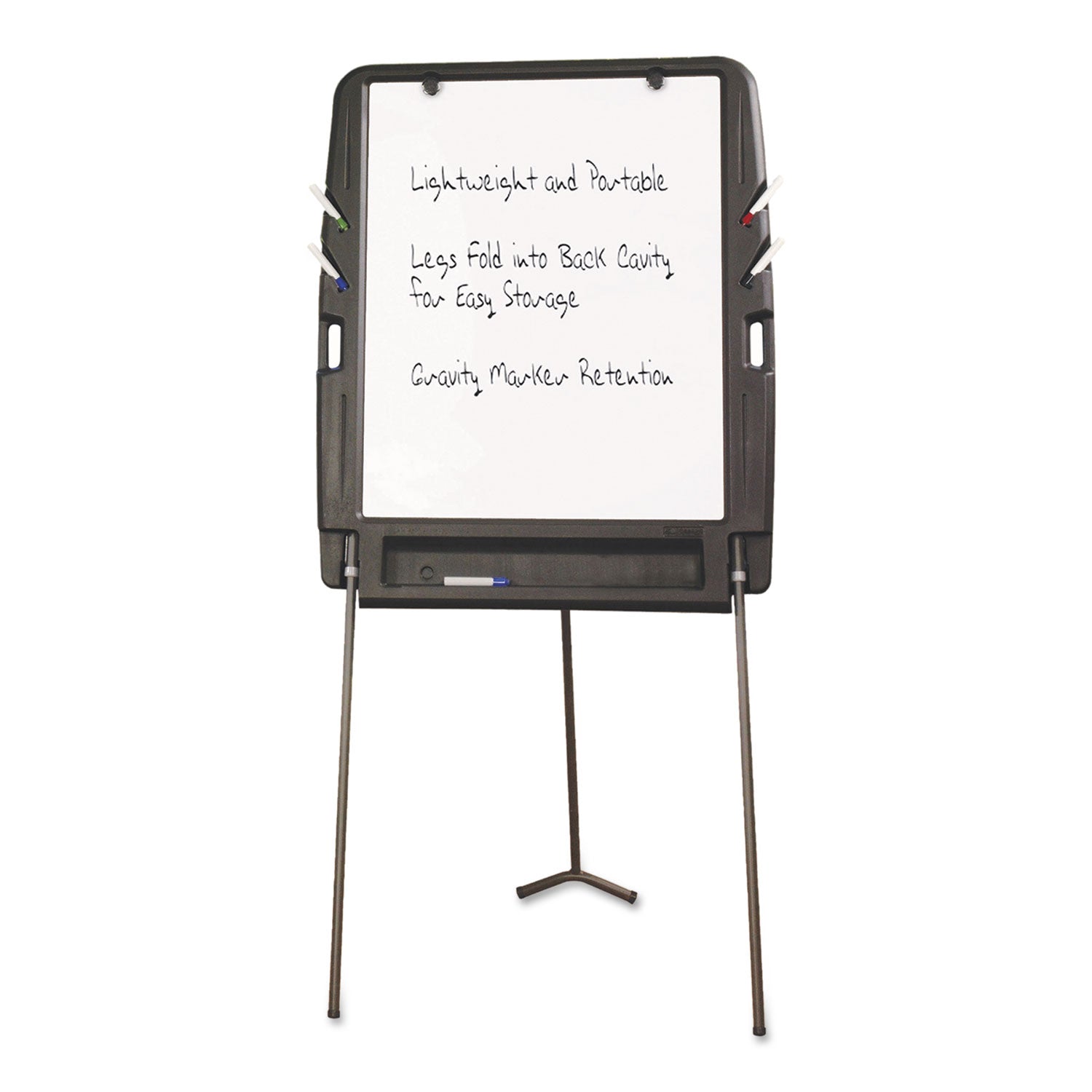 Ingenuity Portable Flipchart Easel with Dry Erase Surface, 35 x 30, 73" Tall Easel, Charcoal Polyethylene Frame - 