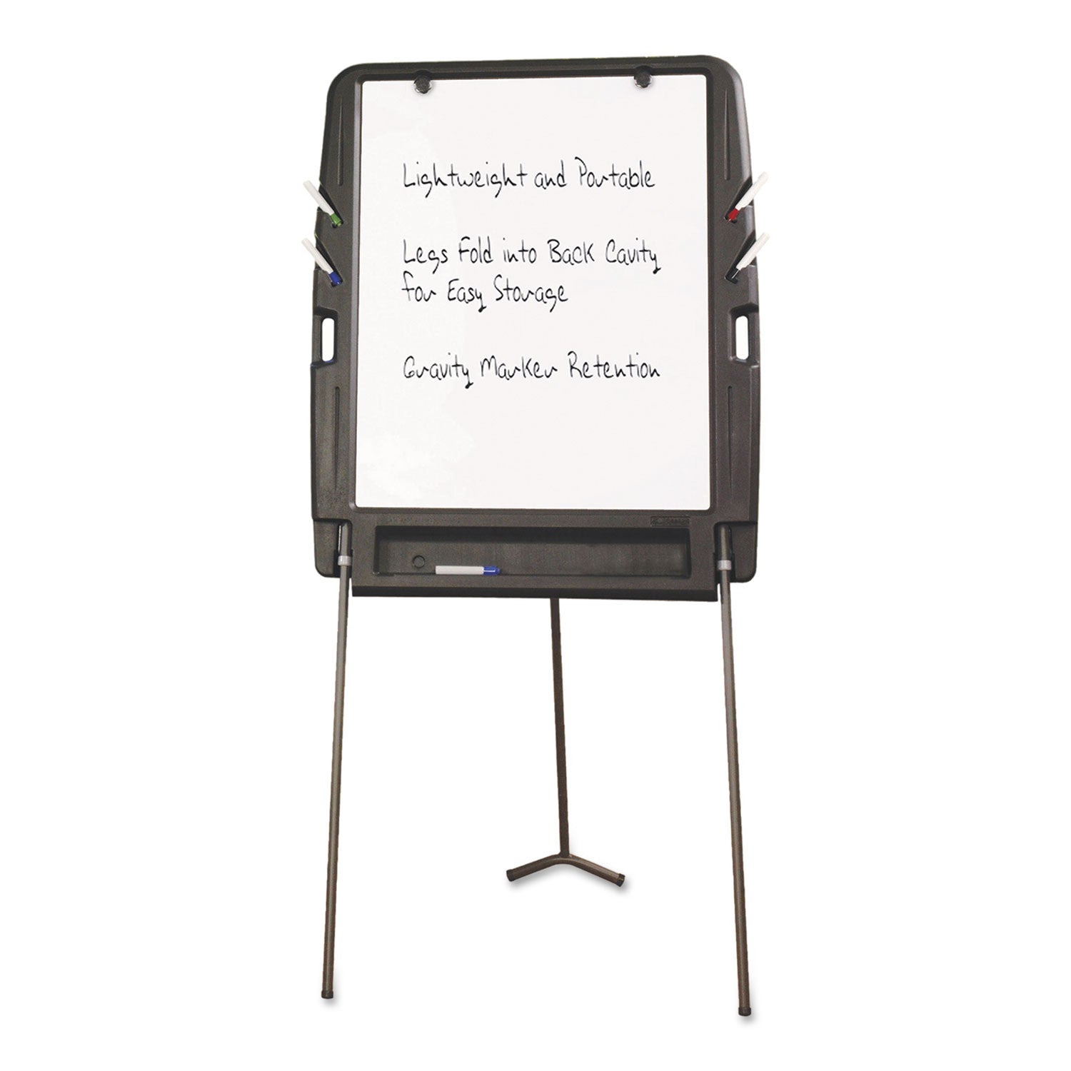 Ingenuity Portable Flipchart Easel with Dry Erase Surface, 35 x 30, 73" Tall Easel, Charcoal Polyethylene Frame