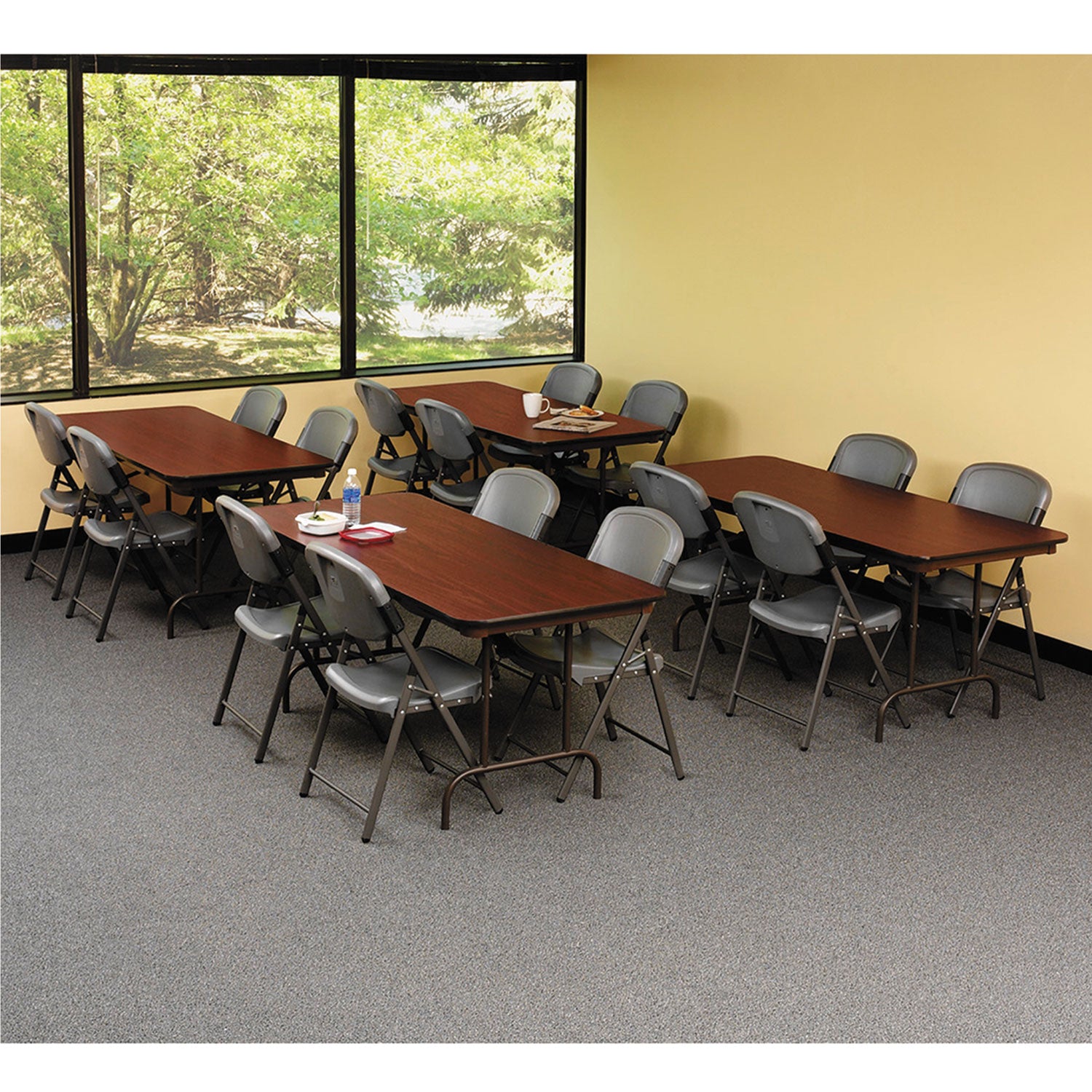 OfficeWorks Commercial Wood-Laminate Folding Table, Rectangular, 72" x 30" x 29", Mahogany - 