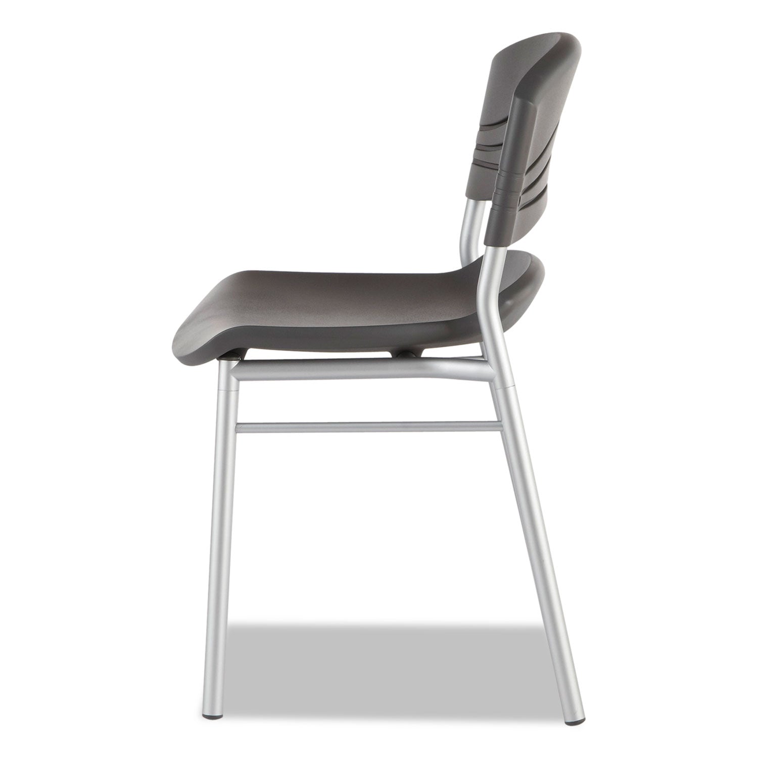 CafeWorks Chair, Supports Up to 225 lb, 18" Seat Height, Graphite Seat/Back, Silver Base, 2/Carton - 