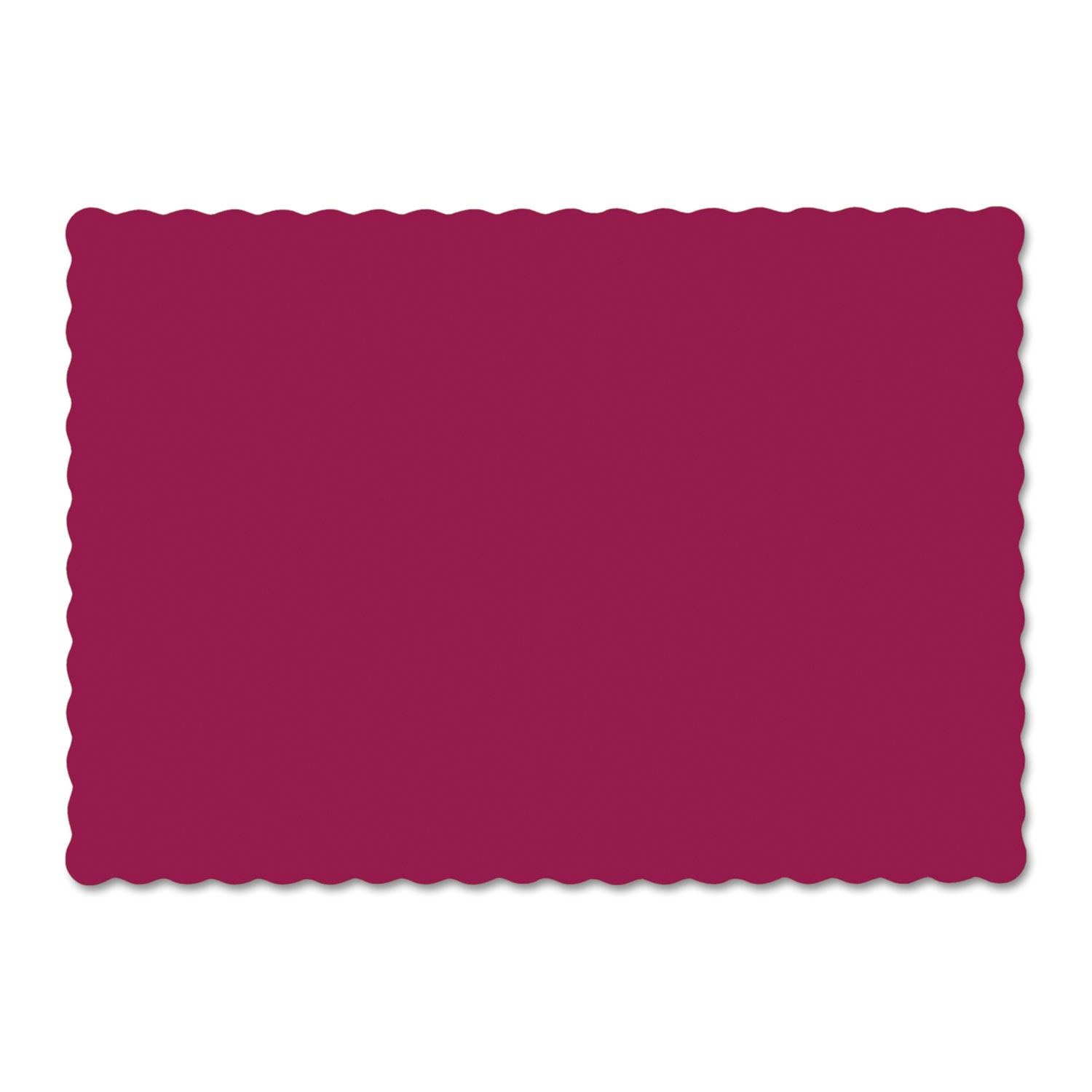 Solid Color Scalloped Edge Placemats, 9.5 x 13.5, Burgundy, 1,000/Carton - 