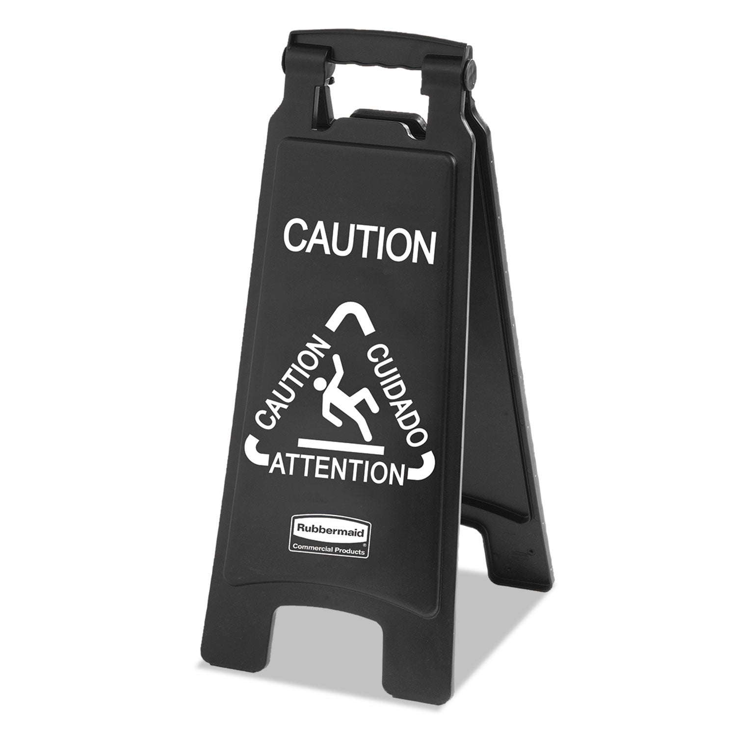 Executive 2-Sided Multi-Lingual Caution Sign, Black/White, 10.9 x 26.1 - 