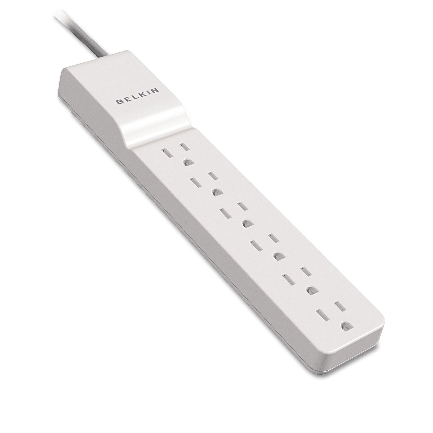 Home/Office Surge Protector, 6 AC Outlets, 4 ft Cord, 720 J, White - 