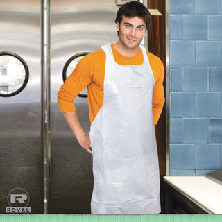 Poly Apron, 28 x 46, One Size Fits All, White, 100/Pack, 10 Packs/Carton