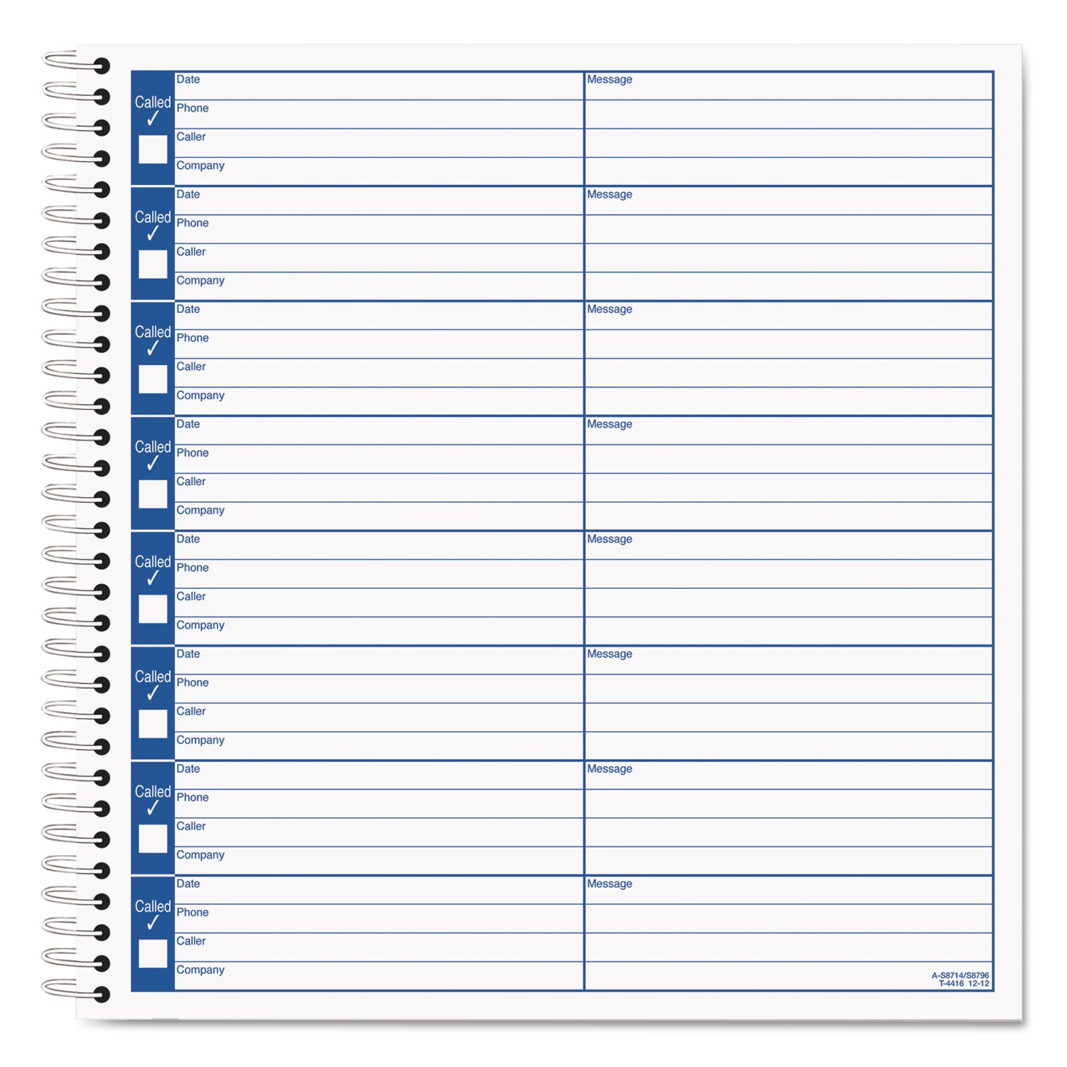 Voice Message Log Books, One-Part (No Copies), 8 x 1, 8 Forms/Sheet, 800 Forms Total - 