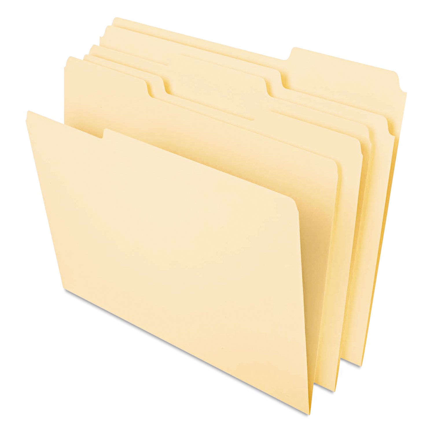 Deluxe Heavyweight File Folders, 1/3-Cut Tabs: Assorted, Legal Size, 0.75" Expansion, Manila, 50/Pack - 