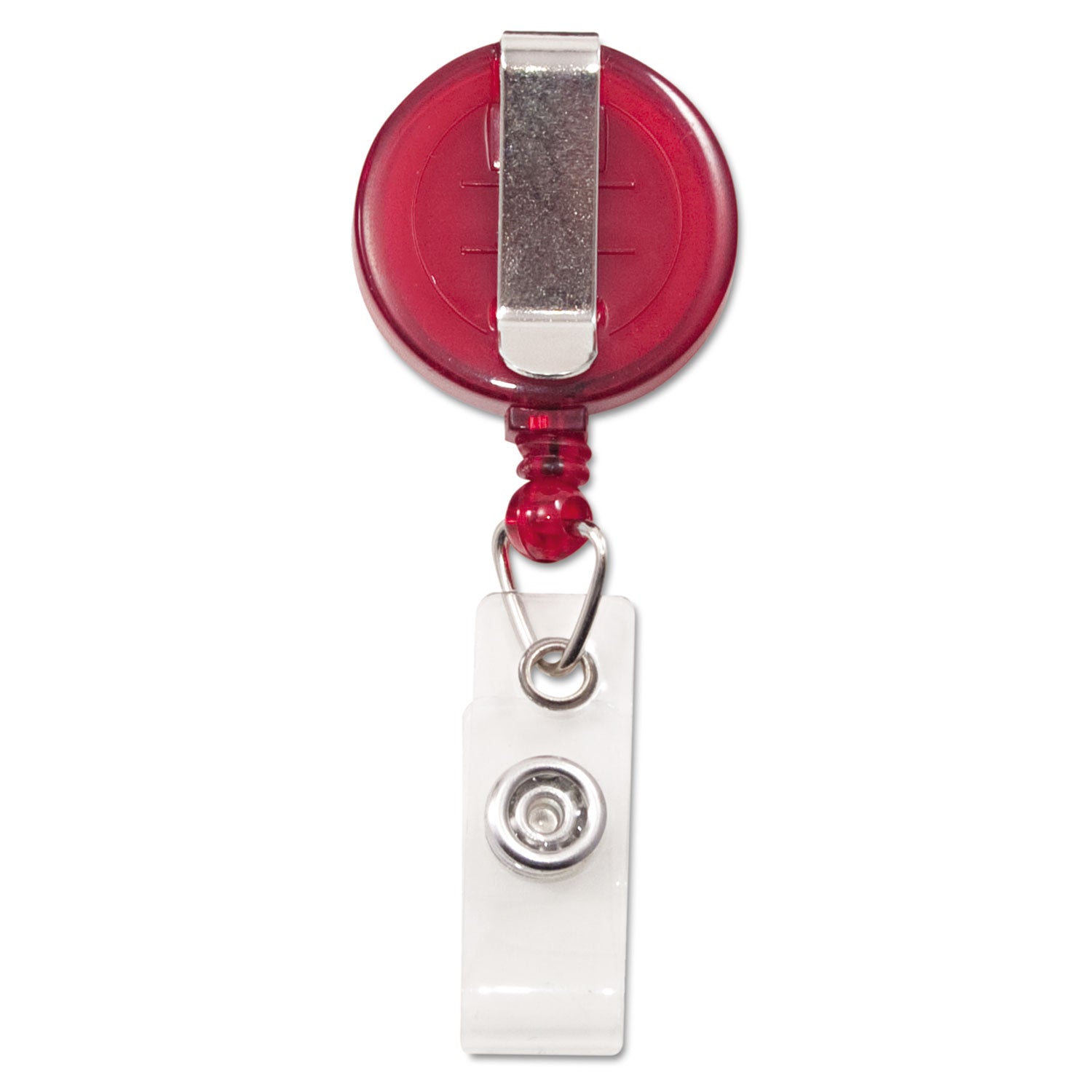 Translucent Retractable ID Card Reel, 30" Extension, Red, 12/Pack - 