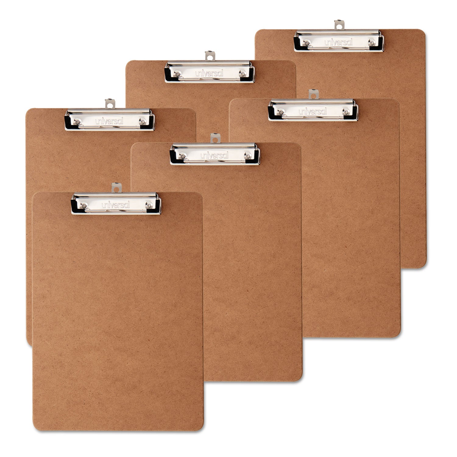 Hardboard Clipboard with Low-Profile Clip, 0.5" Clip Capacity, Holds 8.5 x 11 Sheets, Brown, 6/Pack - 