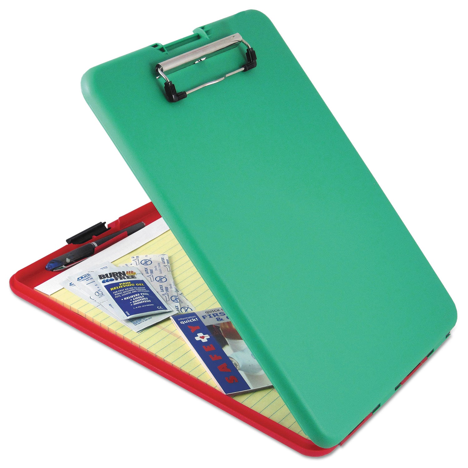 SlimMate Show2Know Safety Organizer, 0.5" Clip Capacity, Holds 8.5 x 11 Sheets, Red/Green - 