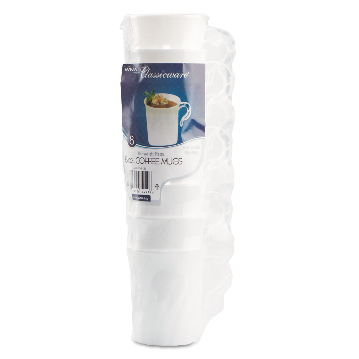 classicware-plastic-coffee-mugs-8-oz-white-8-pack-24-packs-carton_wnarscwm8248w - 1