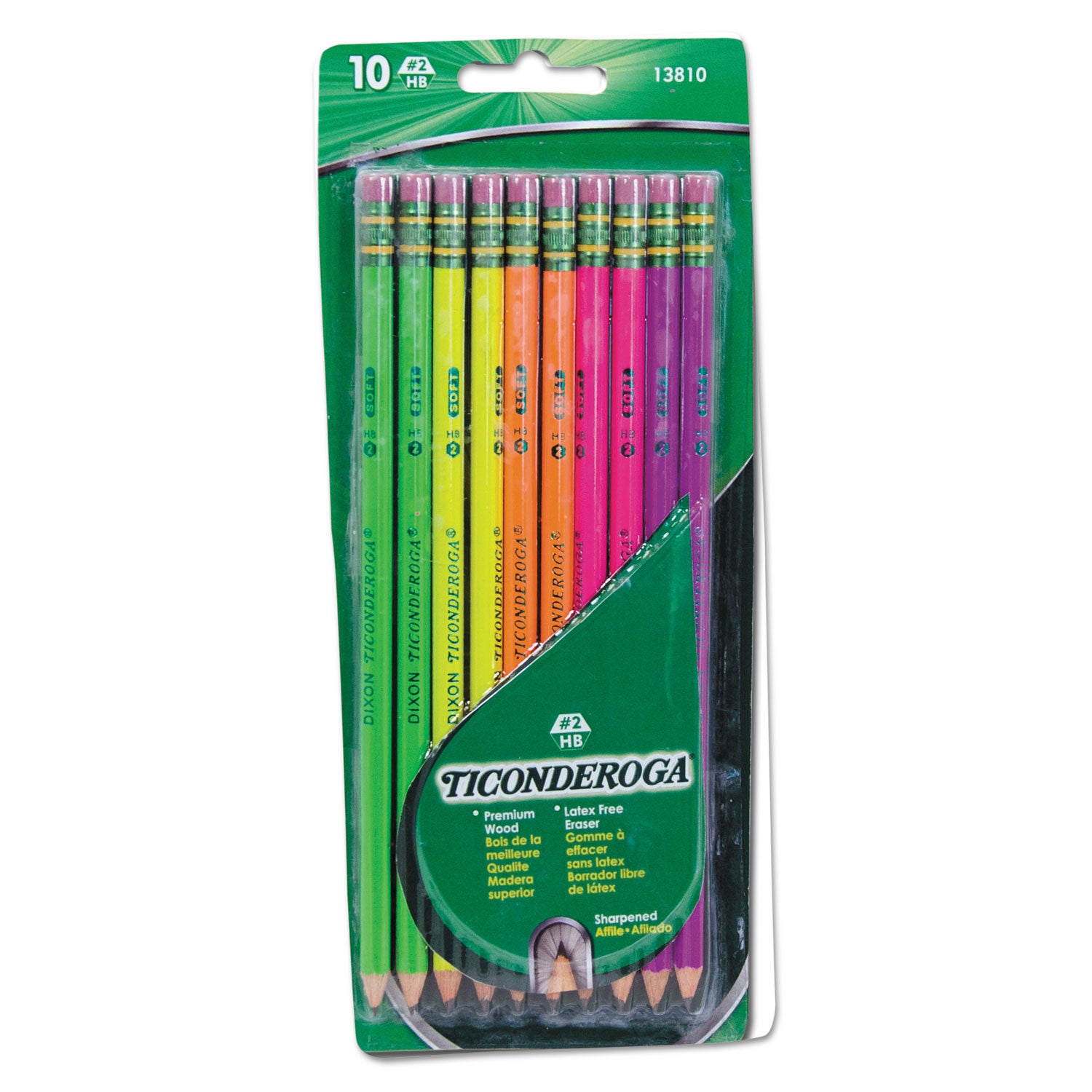 Pre-Sharpened Pencil, HB (#2), Black Lead, Assorted Barrel Colors, 10/Pack - 