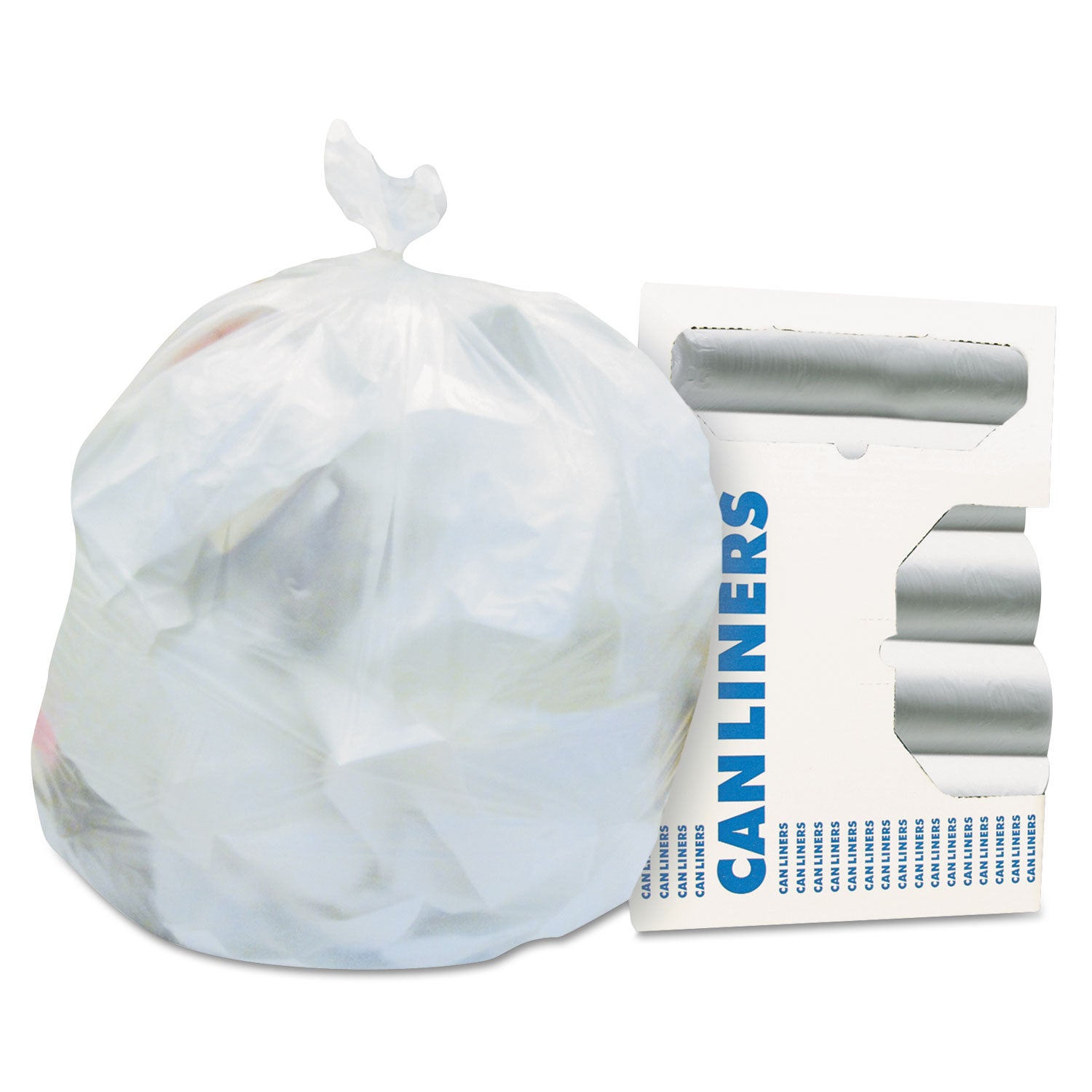 High-Density Waste Can Liners, 45 gal, 16 mic, 40" x 48", Natural, 250/Carton