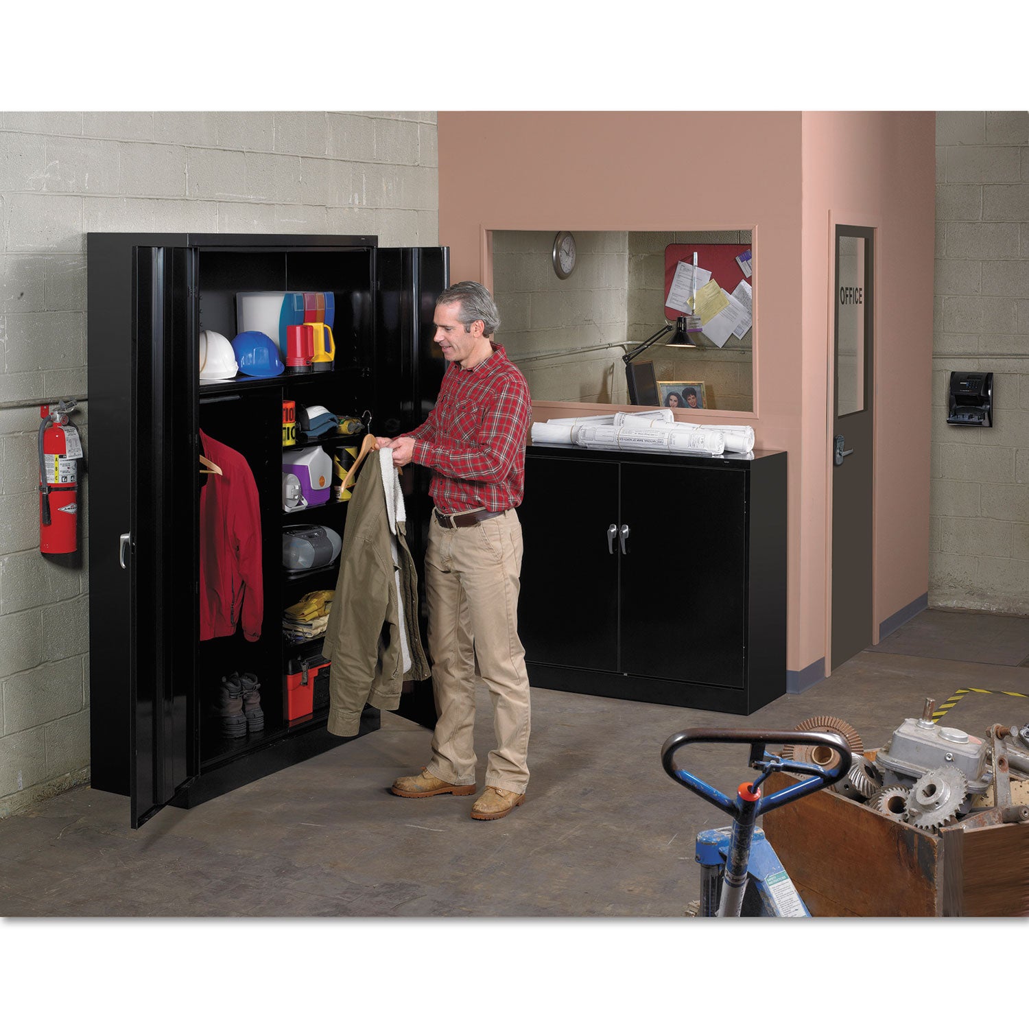 Assembled Jumbo Steel Storage Cabinet, 48w x 24d x 78h, Black - 