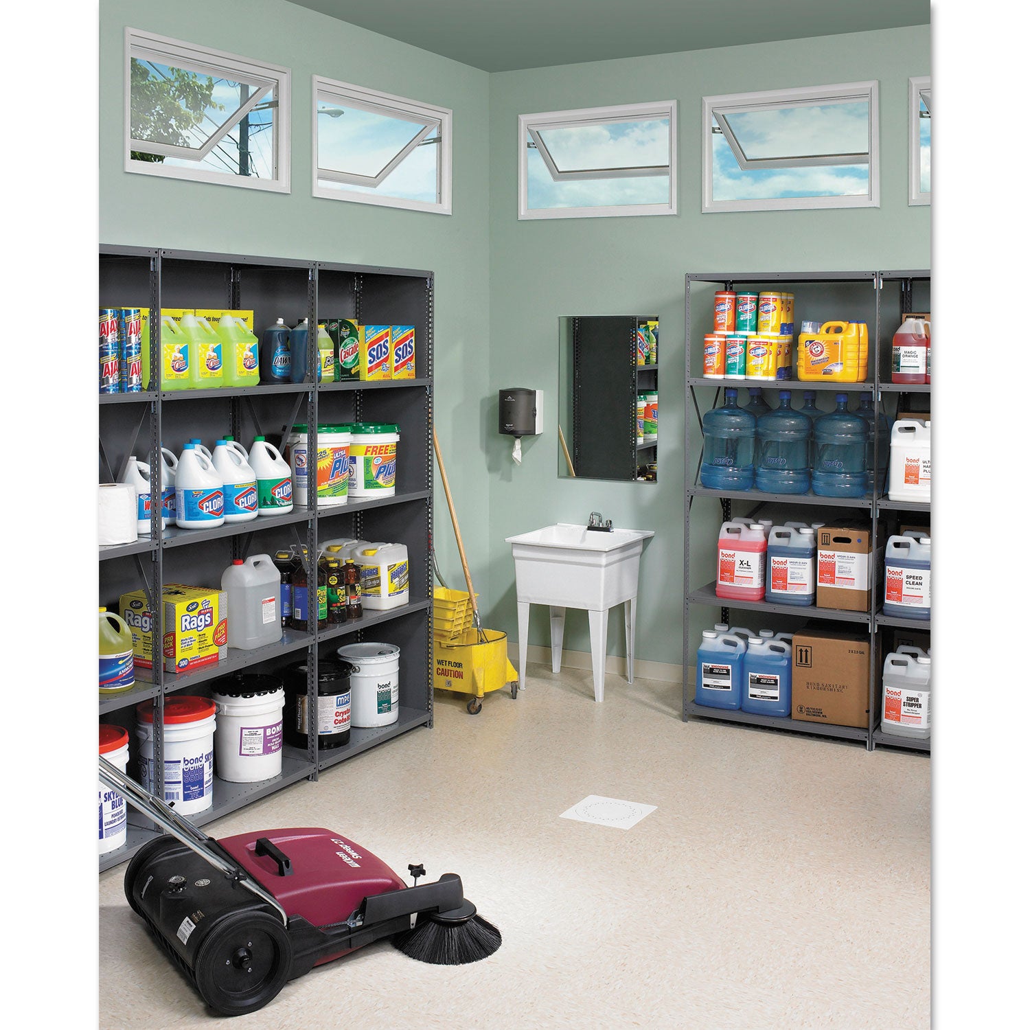 Closed Commercial Steel Shelving, Five-Shelf, 36w x 24d x 75h, Medium Gray - 