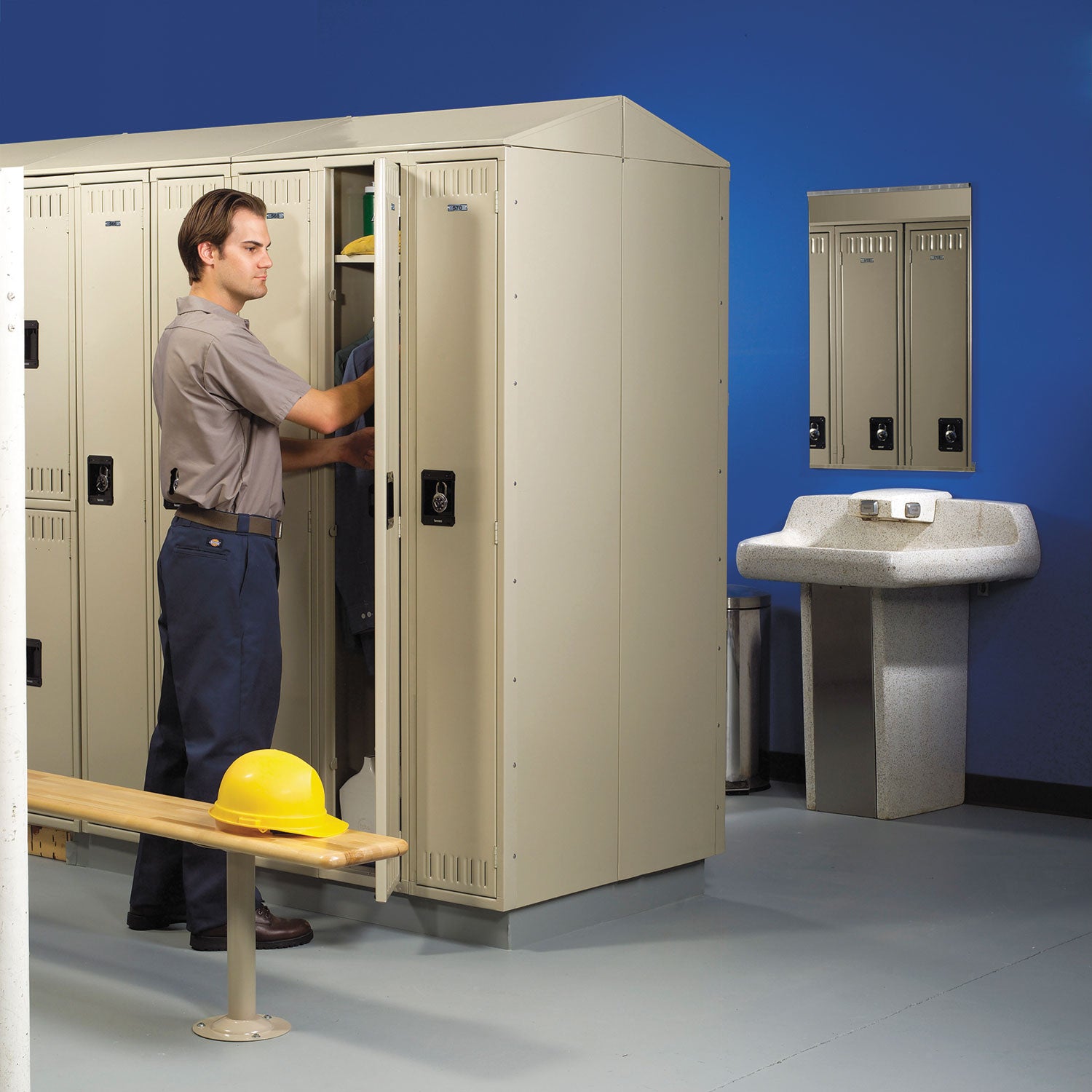 Double Tier Locker, Single Stack, 12w x 18d x 72h, Medium Gray - 