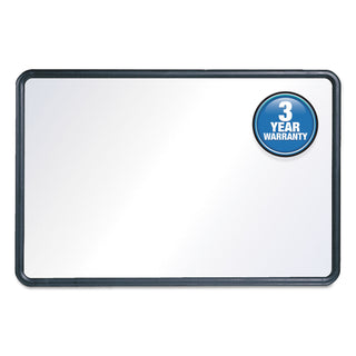 Contour Dry Erase Board, 48 x 36, Melamine White Surface, Black Plastic Frame - 
