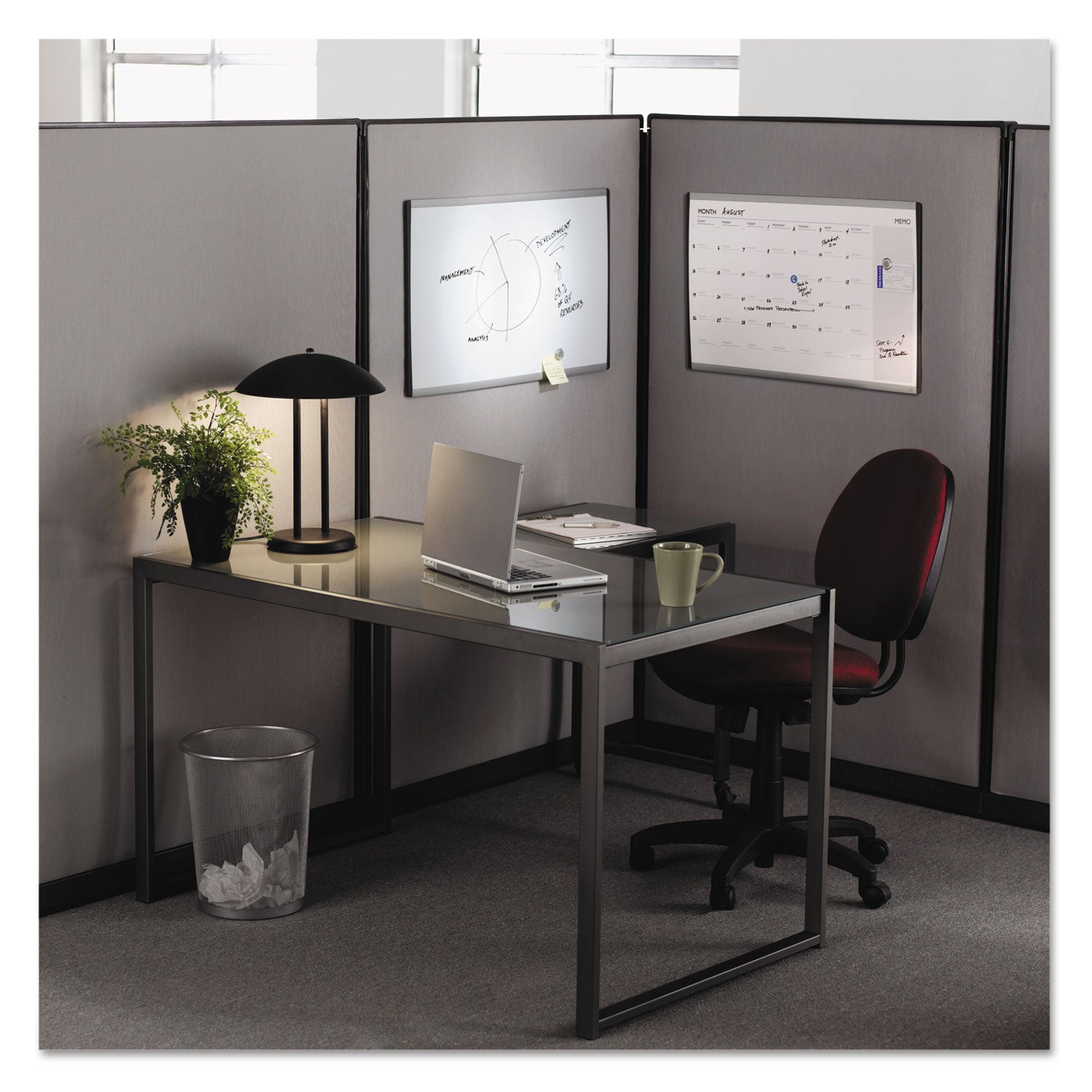 ARC Frame Cubicle Magnetic Dry Erase Board, 30 x 18, White Surface, Silver Aluminum Frame - 