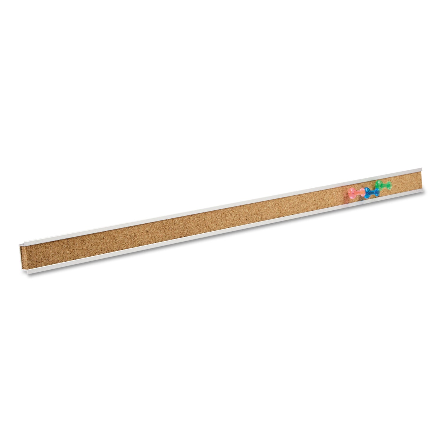 Bulletin Bar I, 18 x 1, Brown Surface, Silver Aluminum Frame - 
