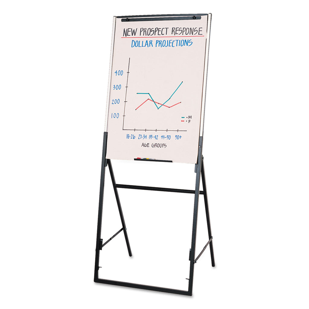 Futura Dry Erase Presentation Easel, 26 x 35, White Surface, Black Steel Frame - 