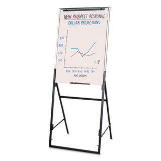 Futura Dry Erase Presentation Easel, 26 x 35, White Surface, Black Steel Frame - 