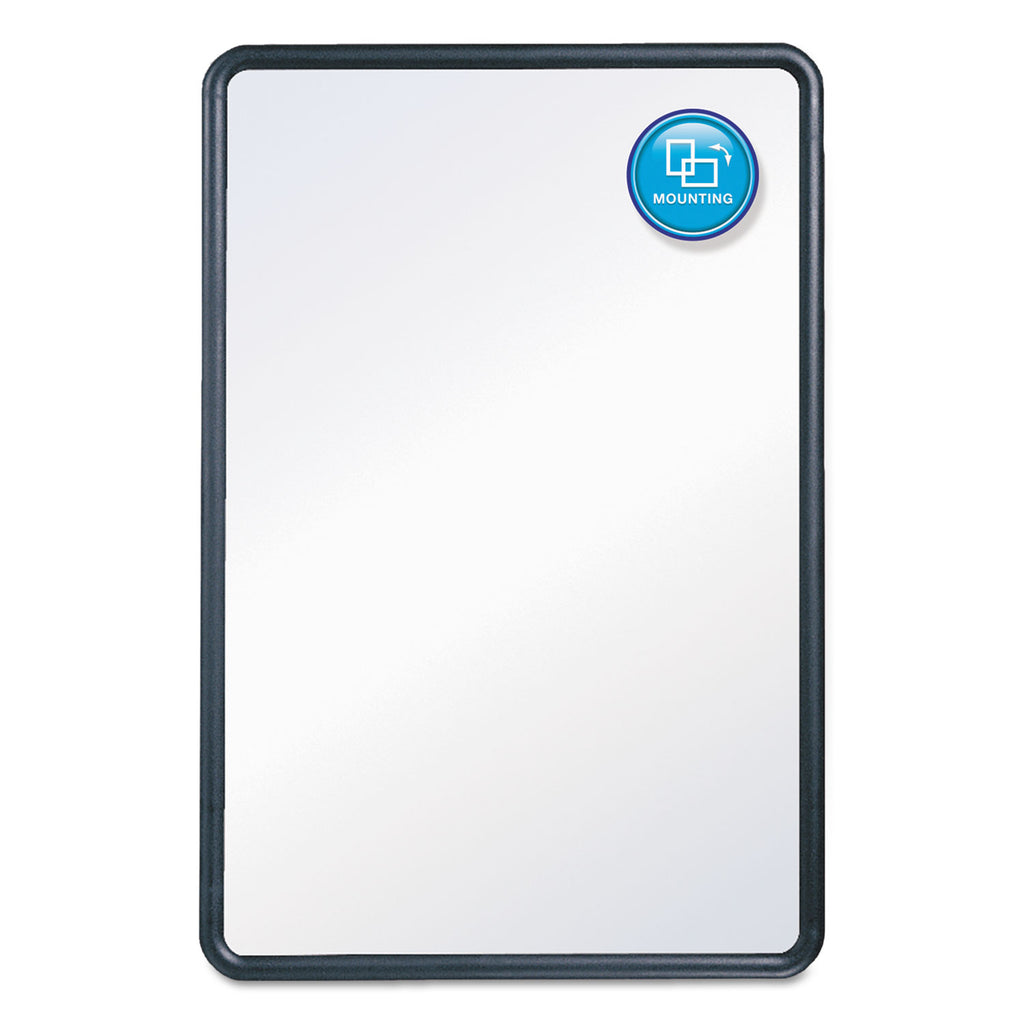 Contour Dry Erase Board, 24 x 18, Melamine White Surface, Black Plastic Frame - 