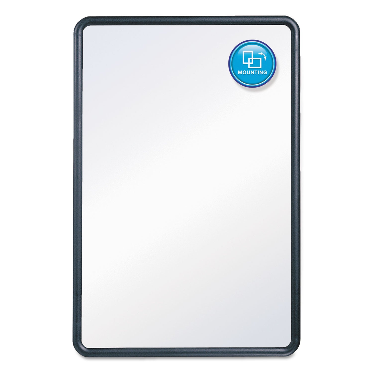 Contour Dry Erase Board, 24 x 18, Melamine White Surface, Black Plastic Frame - 