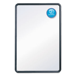 Contour Dry Erase Board, 24 x 18, Melamine White Surface, Black Plastic Frame - 