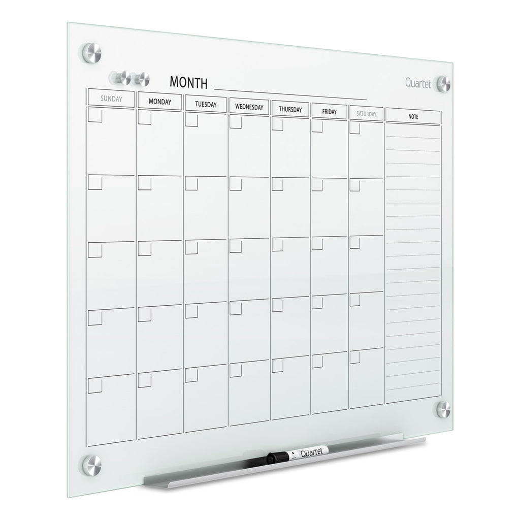 Infinity Magnetic Glass Calendar Board, One Month, 36 x 24, White Surface - 