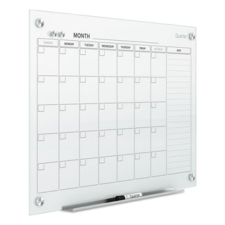 Infinity Magnetic Glass Calendar Board, One Month, 36 x 24, White Surface - 