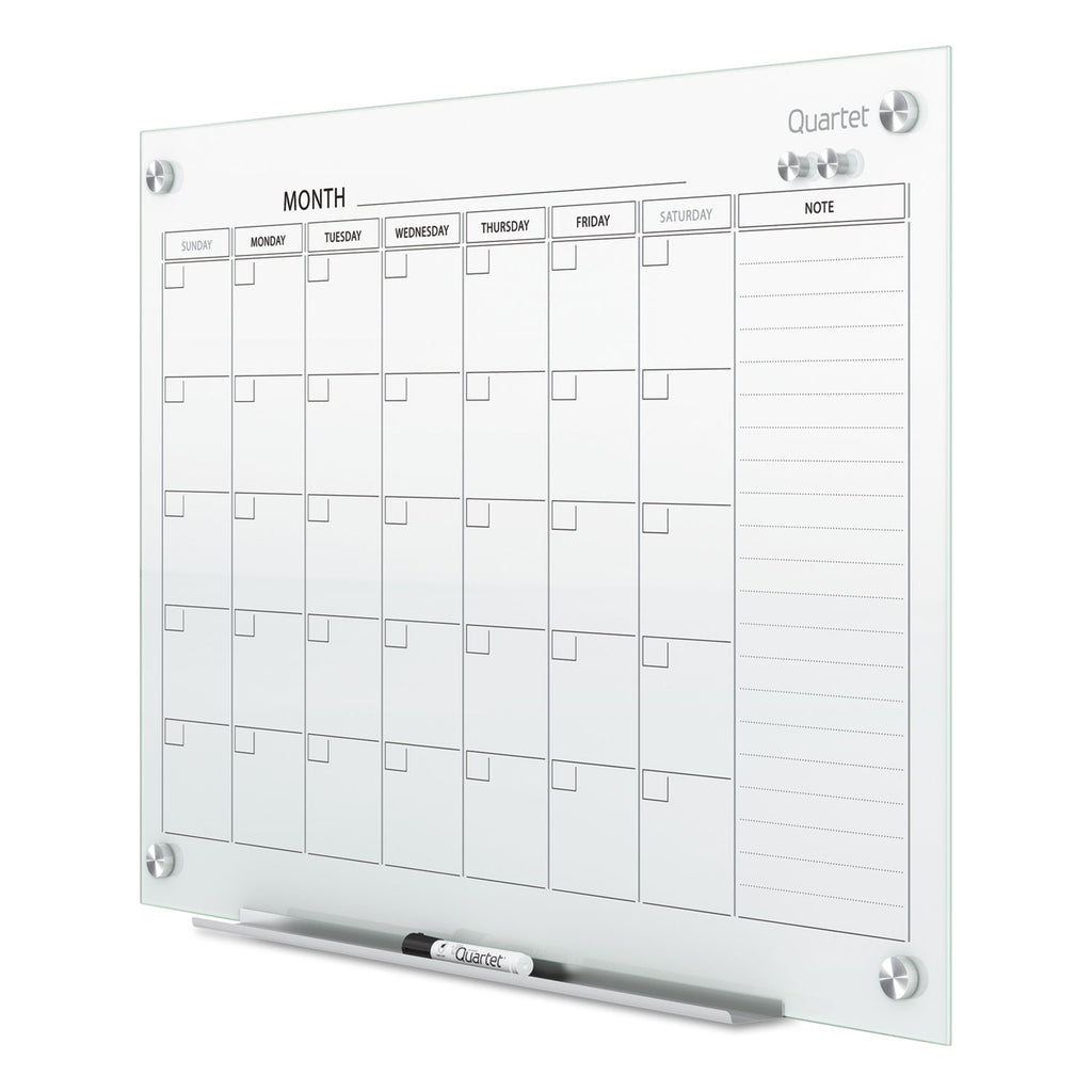 Infinity Magnetic Glass Calendar Board, One Month, 48 x 36, White Surface - 