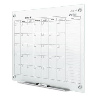 Infinity Magnetic Glass Calendar Board, One Month, 48 x 36, White Surface - 