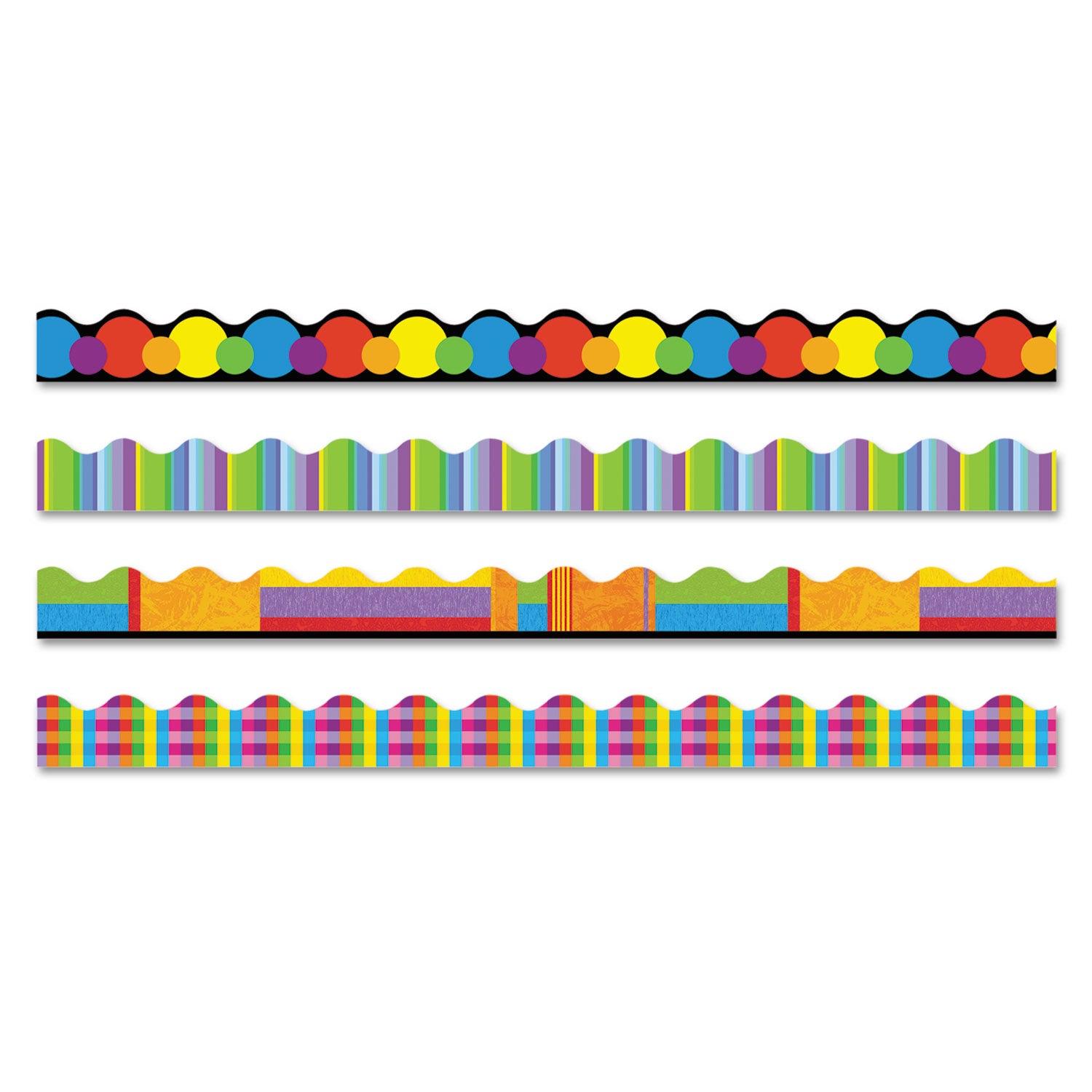 Terrific Trimmers Border Variety Set, 2.25" x 39", Collage, Assorted Colors/Designs, 48/Set - 