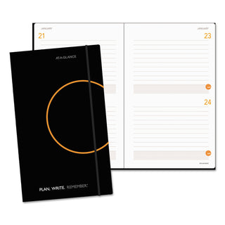 Plan. Write. Remember. Planning Notebook Two Days Per Page , 8.25 x 5, Black Cover, Undated - 