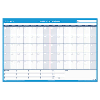 30/60-Day Undated Horizontal Erasable Wall Planner, 48 x 32, White/Blue Sheets, Undated - 3