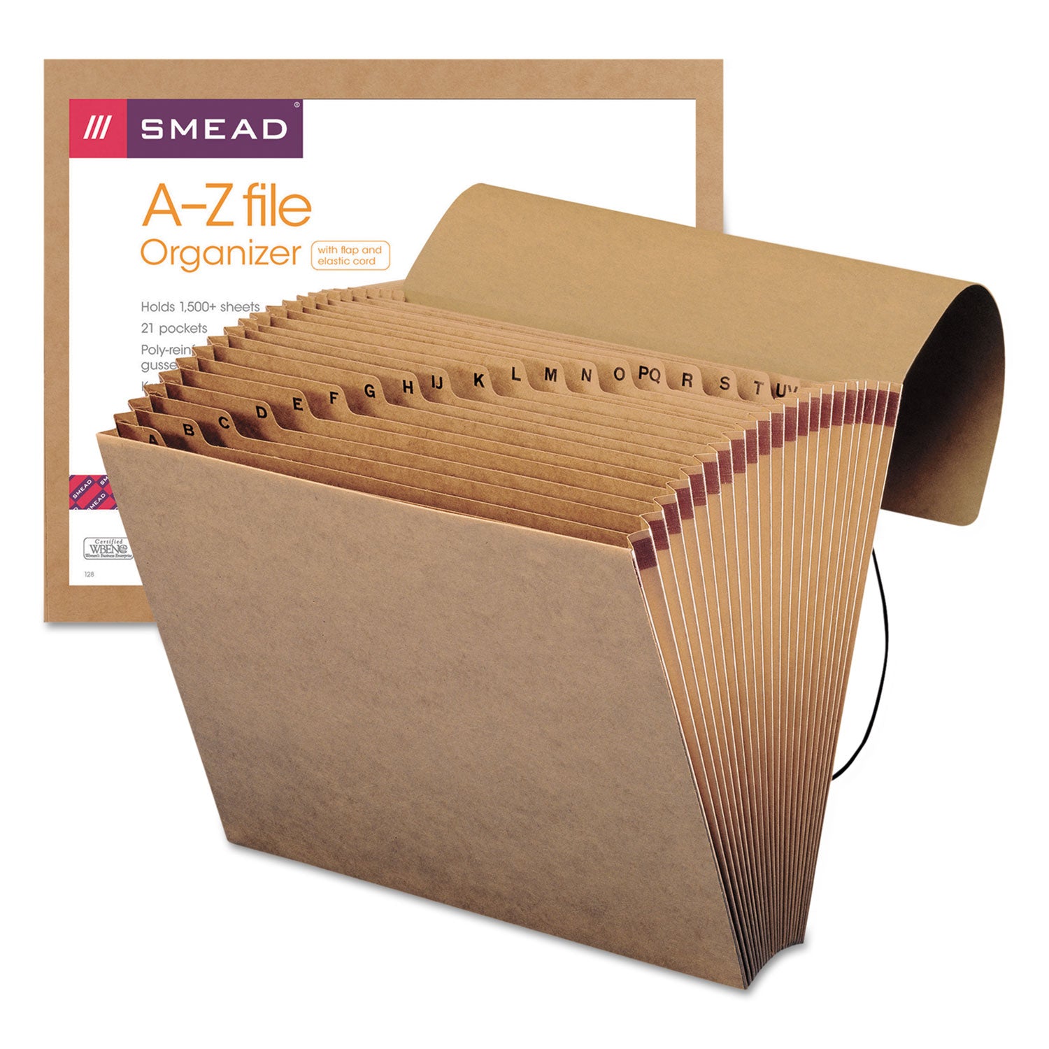 Indexed Expanding Kraft Files, 21 Sections, Elastic Cord Closure, 1/21-Cut Tabs, Letter Size, Kraft - 