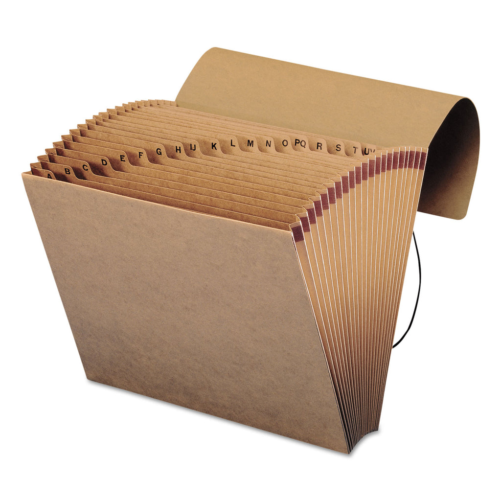Indexed Expanding Kraft Files, 21 Sections, Elastic Cord Closure, 1/21-Cut Tabs, Letter Size, Kraft - 