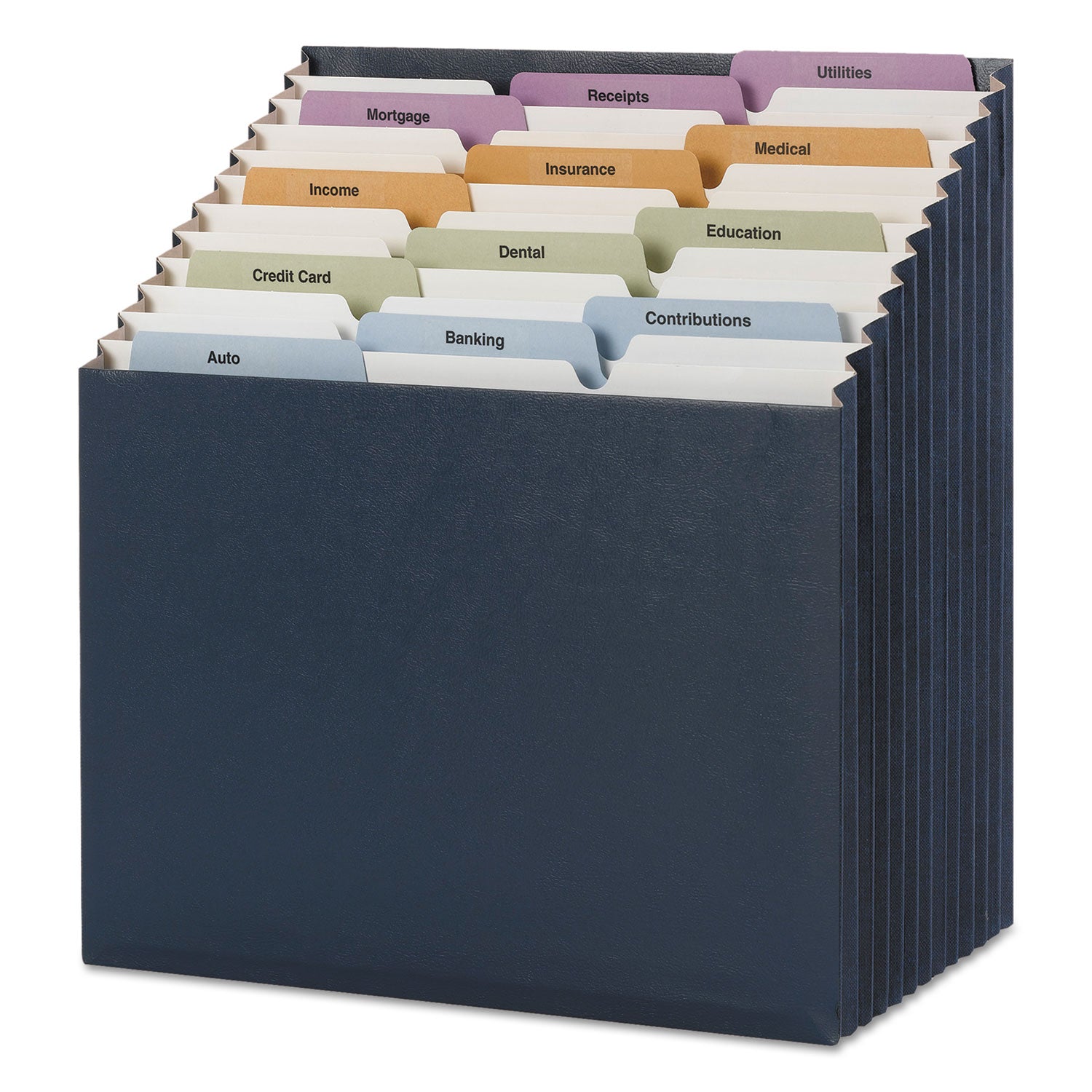 Stadium File, 12 Sections, 1/12-Cut Tabs, Letter Size, Navy - 