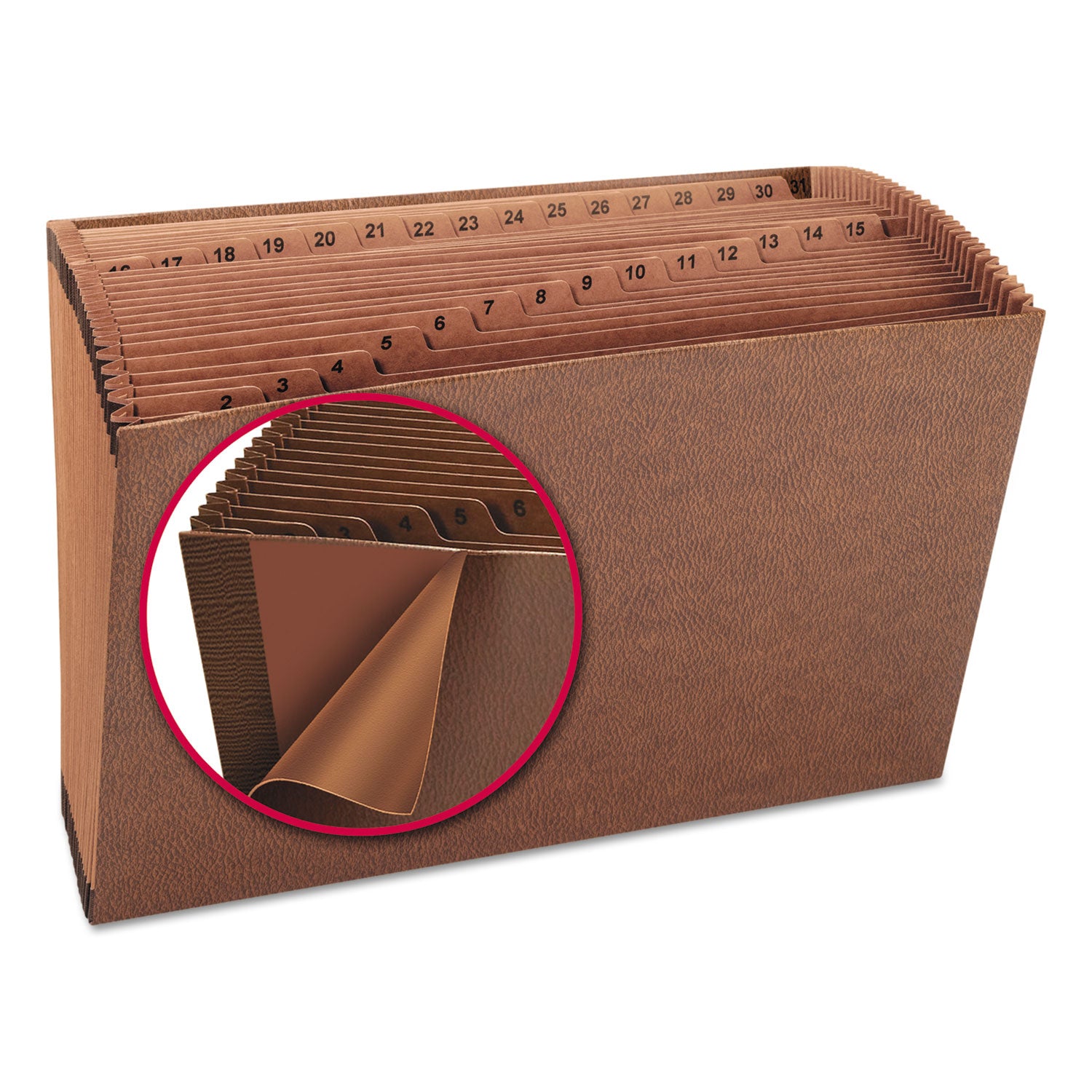 TUFF Expanding Open-Top Stadium File, 31 Sections, 1/31-Cut Tabs, Legal Size, Redrope - 