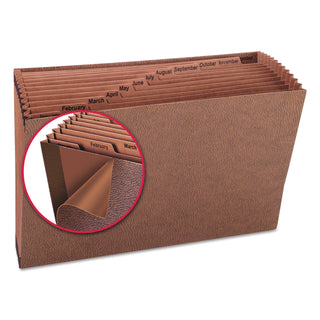 TUFF Expanding Open-Top Stadium File, 12 Sections, 1/12-Cut Tabs, Legal Size, Redrope - 