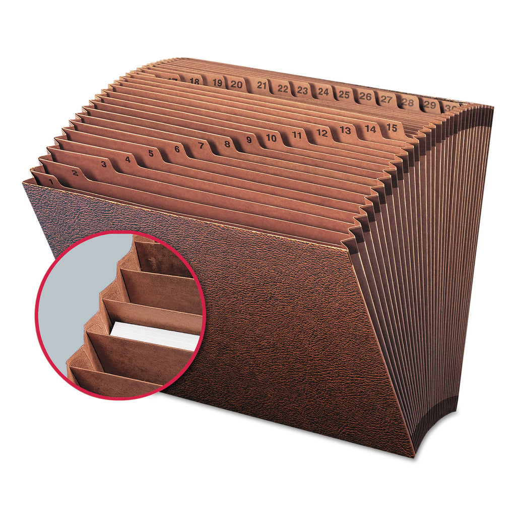 TUFF Expanding Open-Top Stadium File, 31 Sections, 1/31-Cut Tabs, Letter Size, Redrope - 