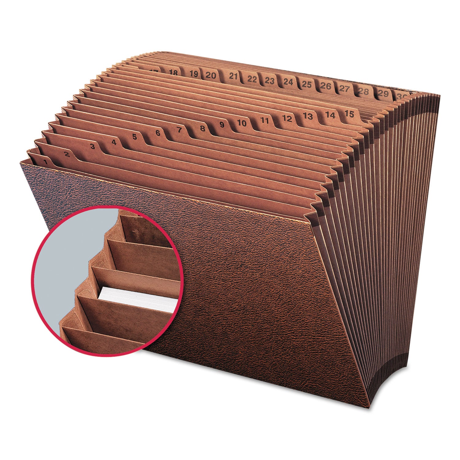 TUFF Expanding Open-Top Stadium File, 31 Sections, 1/31-Cut Tabs, Letter Size, Redrope - 