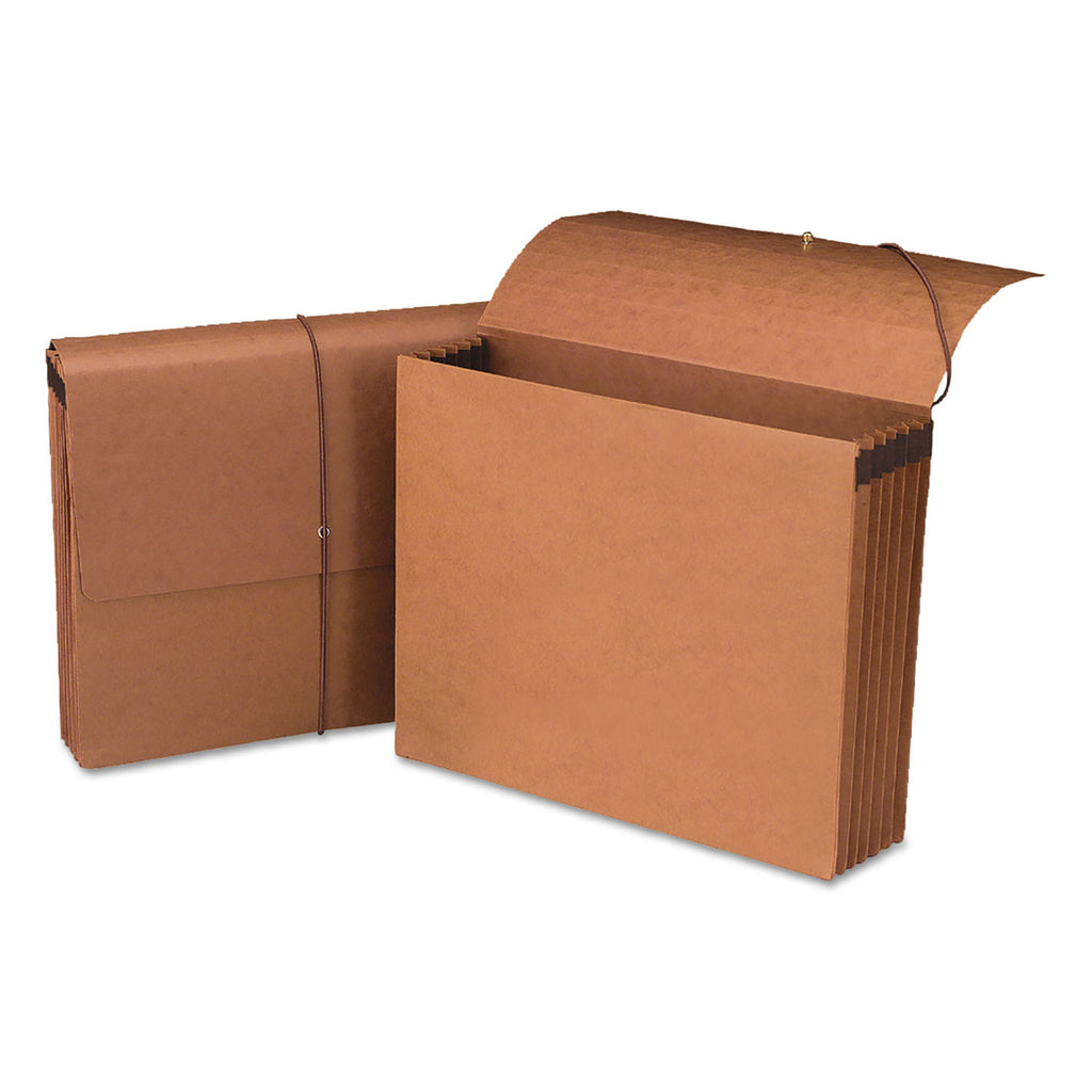 Recycled Redrope Wallets, 5.25" Expansion, 1 Section, Elastic Cord Closure, Letter Size, Redrope, 10/Box - 