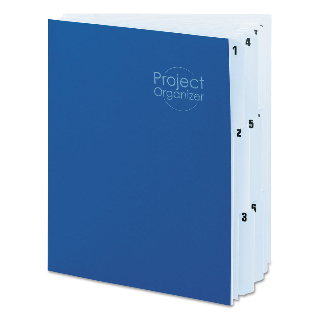 10-Pocket Project Organizer with Indexed Tabs (1-10), 10 Sections, Unpunched, 1/3-Cut Tabs, Letter Size, Lake Blue/Navy Blue - 