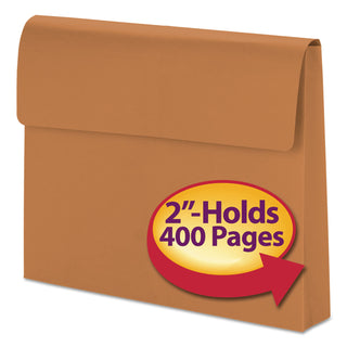 Expanding Wallet with Hook and Loop Closure, 2" Expansion, 1 Section, Hook/Loop Closure, Letter Size, Redrope - 